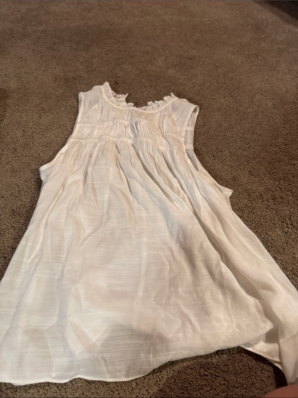 Nine West Cream Sleeveless Ruffle Yoke Tunic